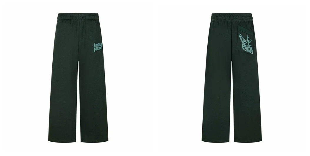 Broken Planet Logo Dark Green Wide Leg Sweatpants