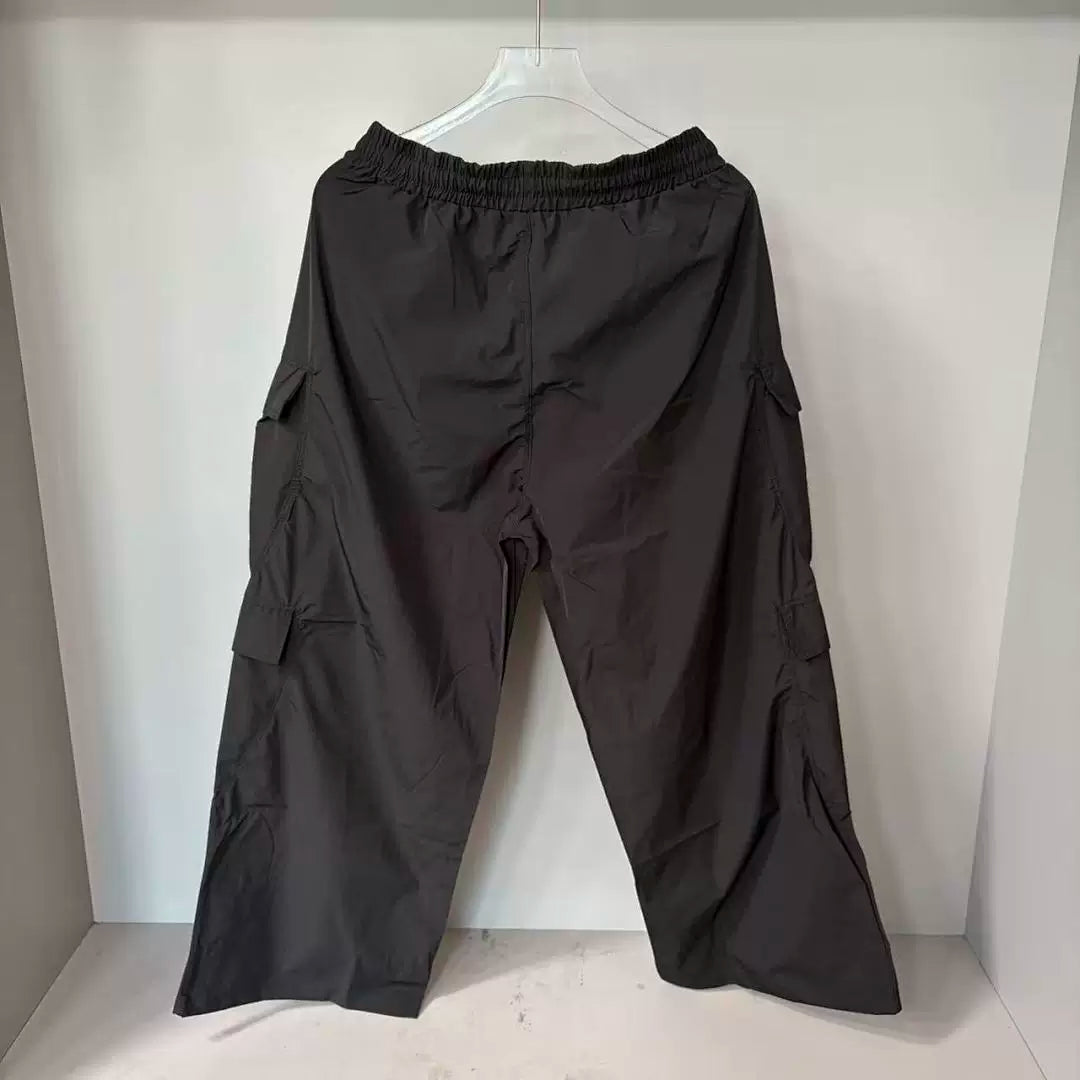 Mixed Emotion Patch Nylon Wide Leg Cargo Pants