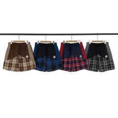 Broken Planet Multi‑Stripe Plaid Patchwork Shorts‑4 Colors