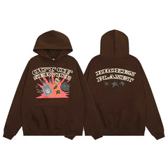 Broken Planet Out Of Service Brown Oversized Graphic Hoodie