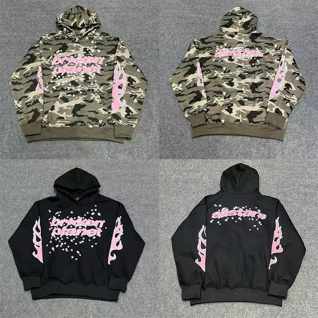 Broken Planet Pink Flame Star Allstars Hoodie - 2 Colors Available