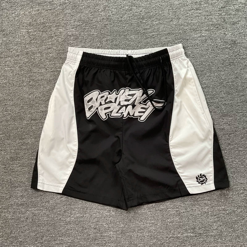 Broken Planet Graffiti Script Color Block Nylon Shorts - 4 Colors Available