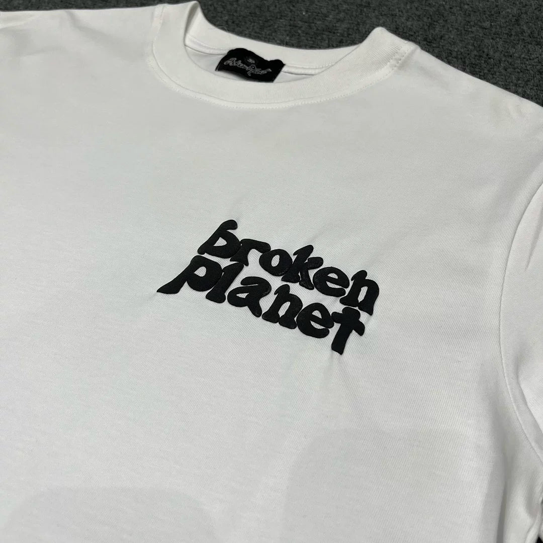 Broken Planet 3D Raised Logo Tee‑Black & White