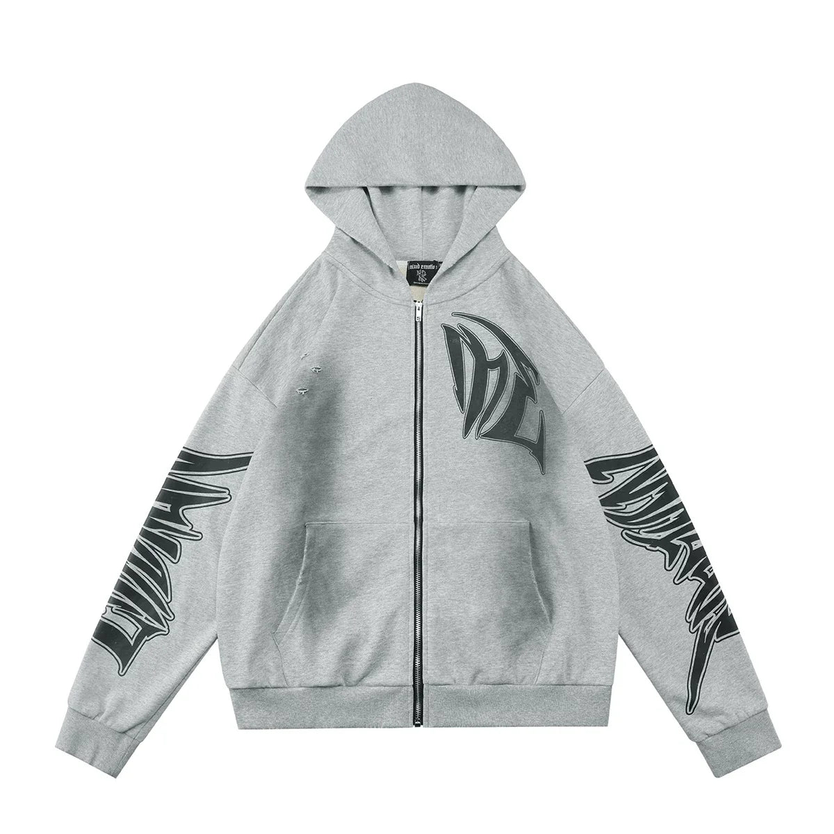 Mixed Emotion Grey Hoodie – Black Art Font Back Print