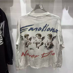 Mixed Emotion White Long Sleeve Tee – Colorful Cupid Art Print