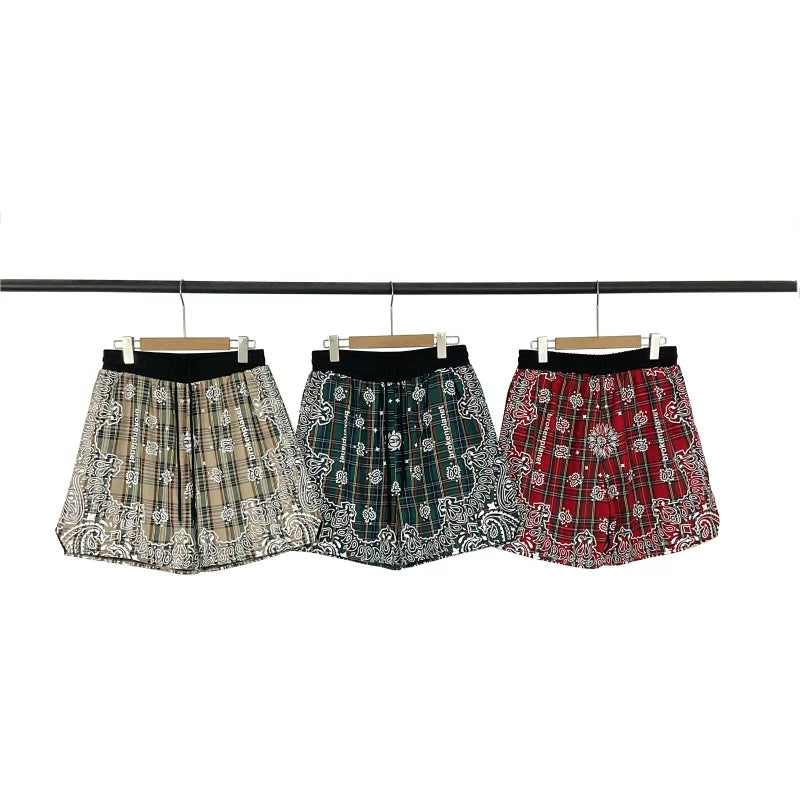 Broken Planet Plaid Bandana Print Nylon Shorts - 3 Colors Available