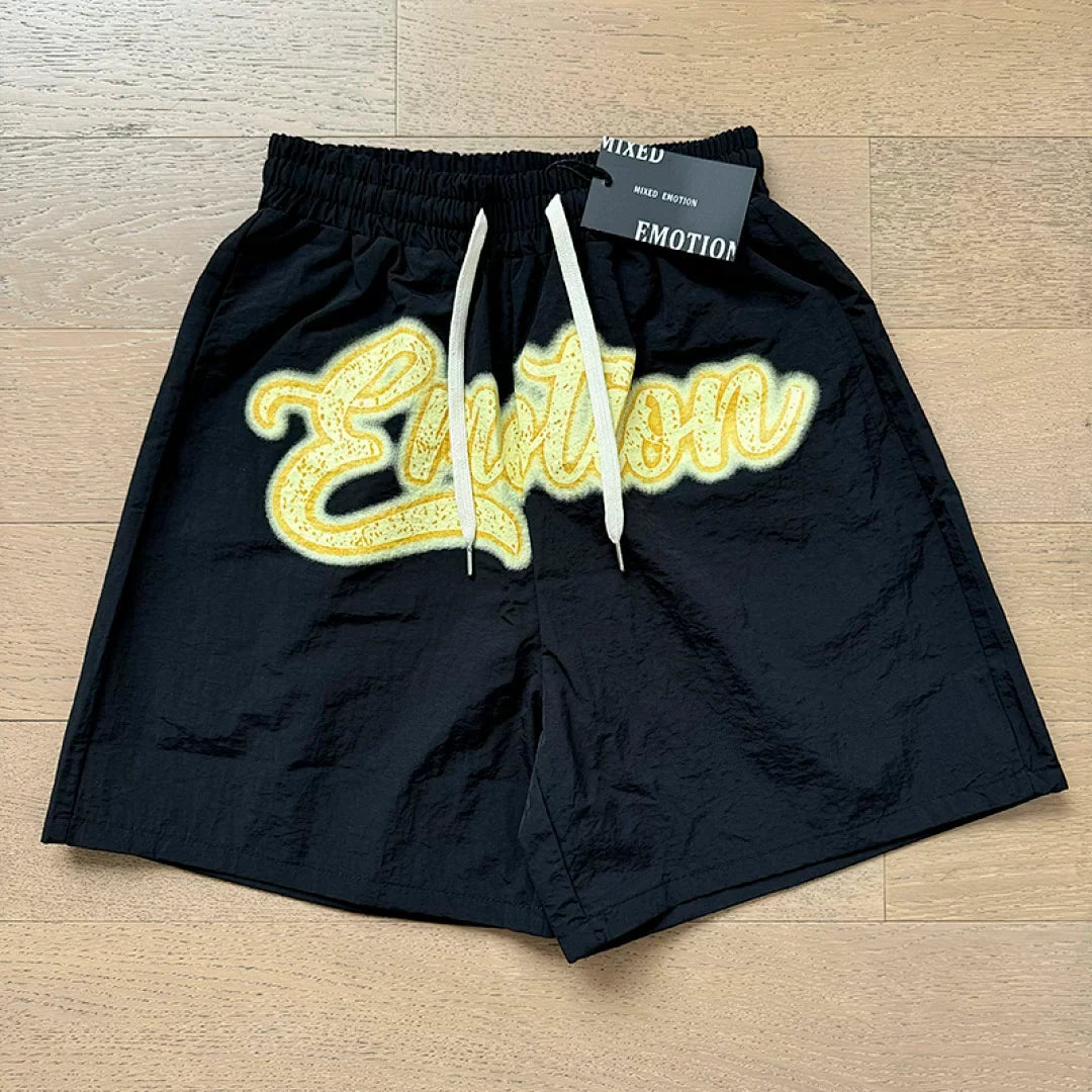Mixed Emotion Cherub Angel Print Short‑Sleeve Zip Shirt & Shorts Set
