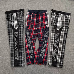 Broken Planet Side Stripe Plaid Wide Leg Pants‑3 Colors