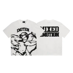 Mixed Emotion White Tee – Black Emotion Cupid Print