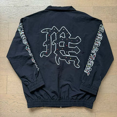 Mixed Emotion Rhinestone Logo Zip‑Up Track Jacket