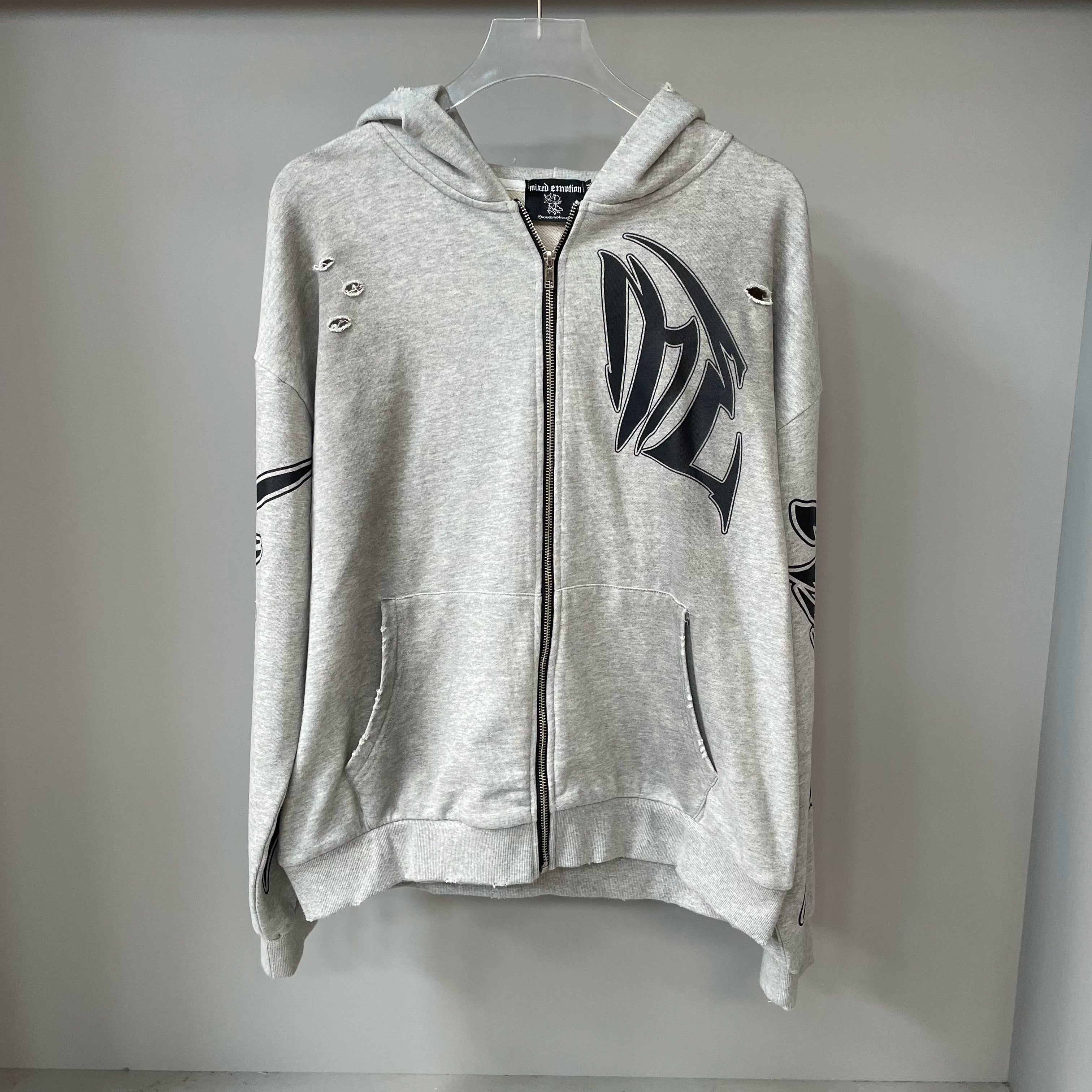 Mixed Emotion Grey Hoodie – Black Art Font Back Print