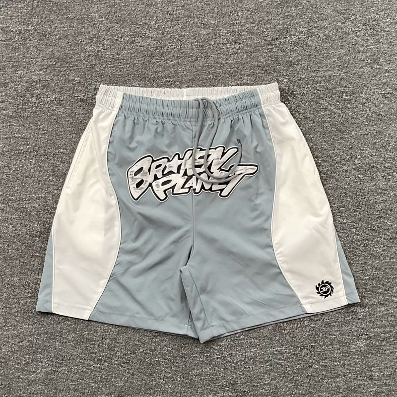 Broken Planet Graffiti Script Color Block Nylon Shorts - 4 Colors Available