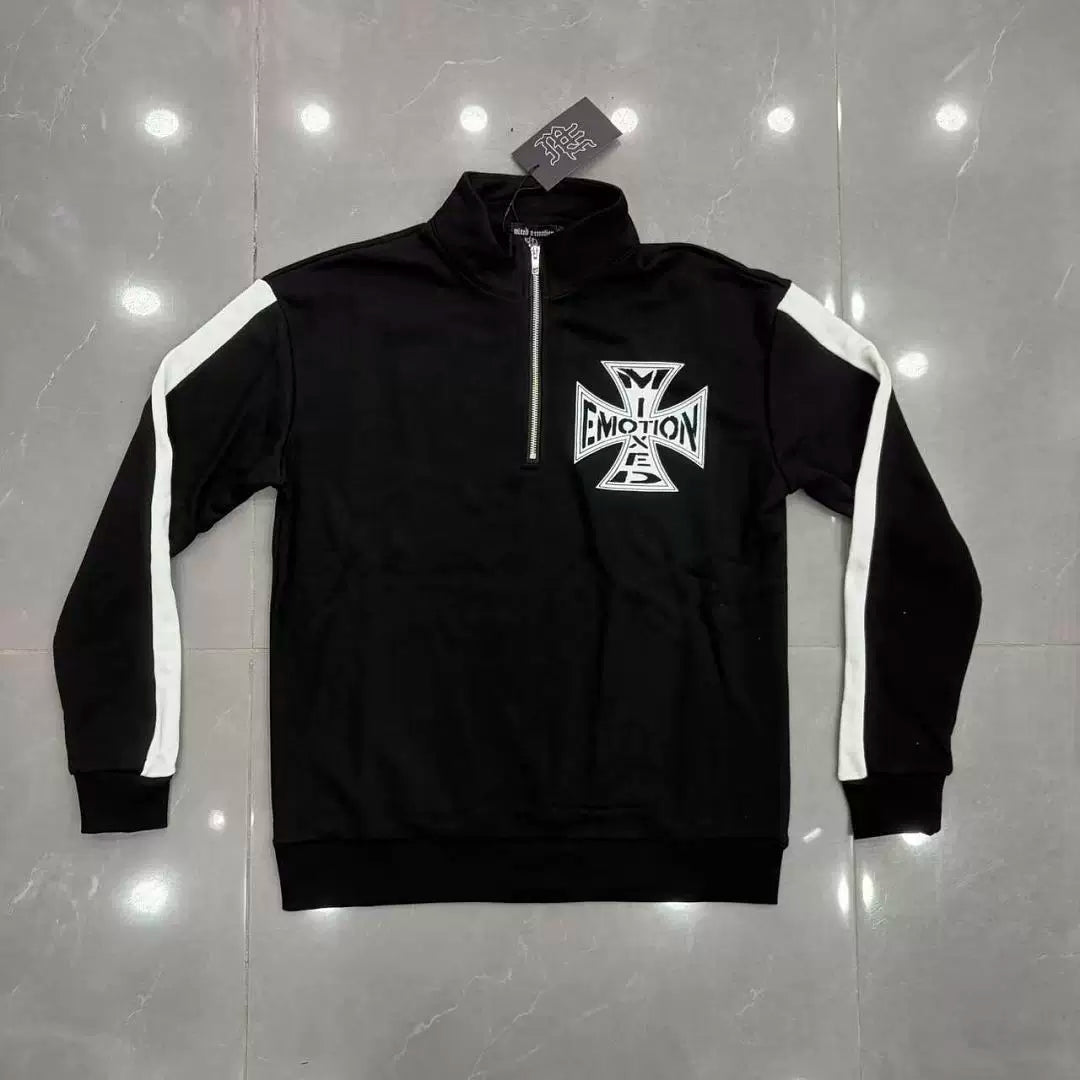 Mixed Emotion Cross Graphic Half‑Zip Sweatshirt & Sweatpants Set