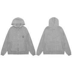 Broken Planet Knit Full Zip Hooded Cardigan - Heather Grey