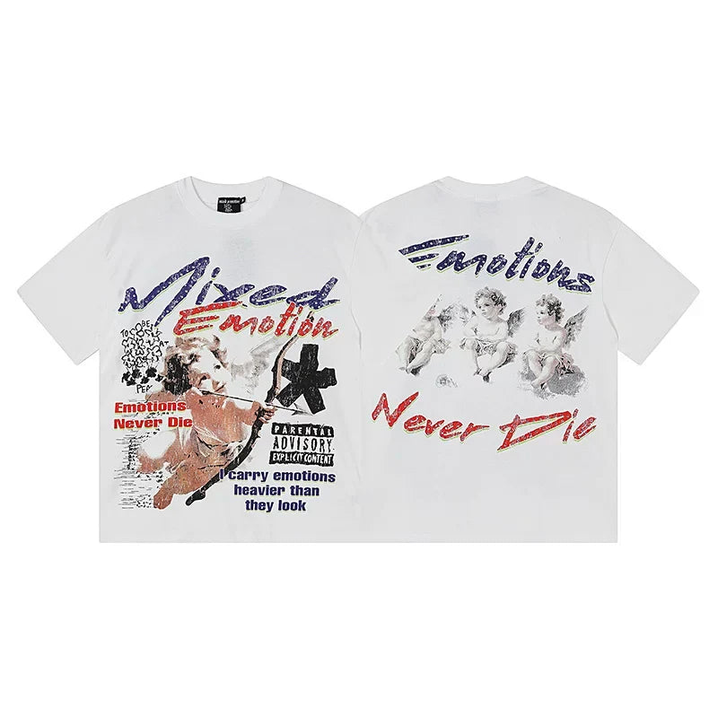 Mixed Emotion White Tee – Cupid Angels Art Print