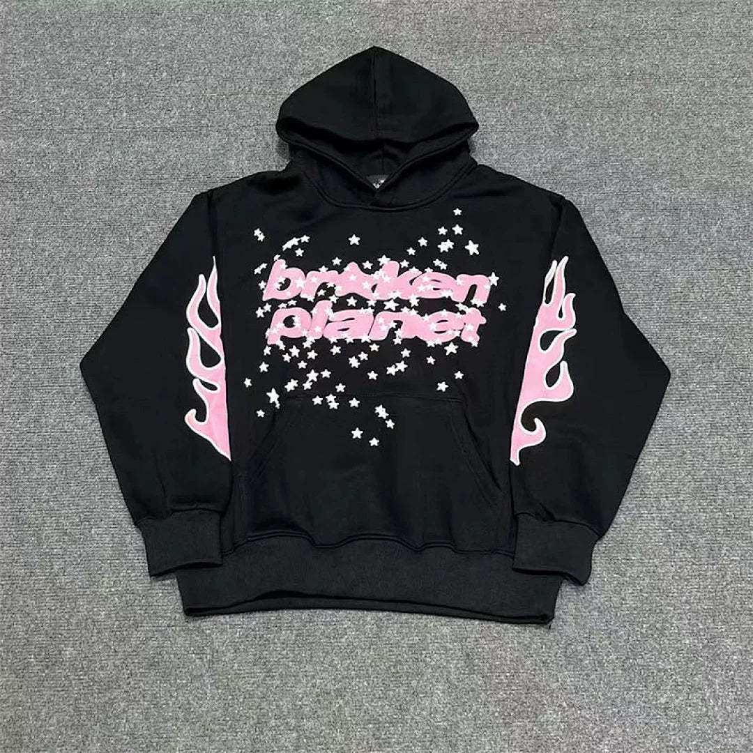 Broken Planet Pink Flame Star Allstars Hoodie - 2 Colors Available