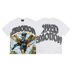 Mixed Emotion White Tee – Angel Archer Emotion Print