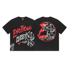 Mixed Emotion Black Tee – Emotional Closet Cupid Print