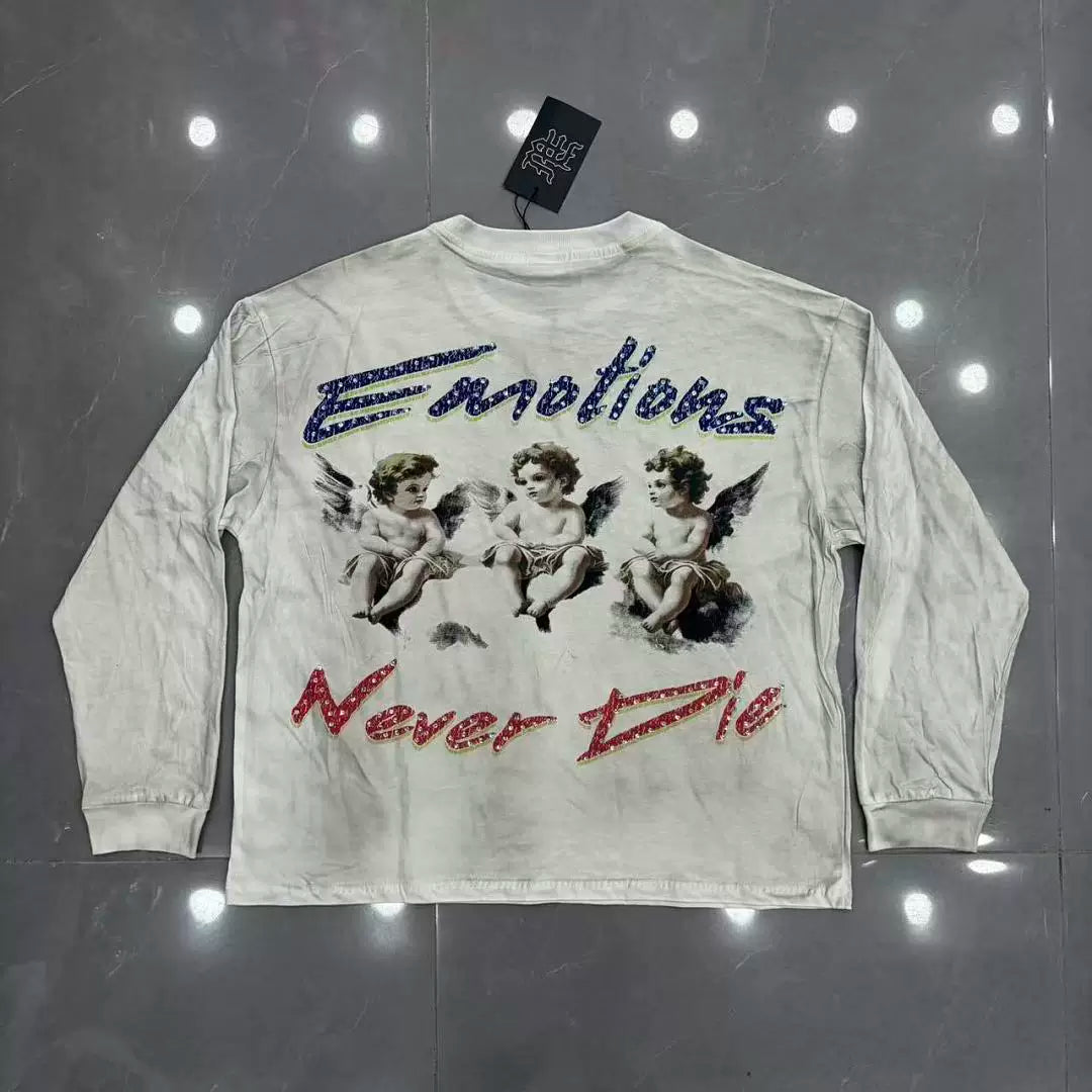 Mixed Emotion White Long Sleeve Tee – Colorful Cupid Art Print