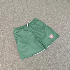 Broken Planet Contrast Panel Double‑Layer Mesh Shorts
