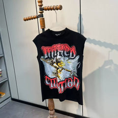 Mixed Emotion Black Tank Top – Studded Mixed Emotion Angel Print