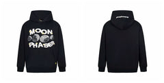 Broken Planet Moon Phases Black Foam Print Oversized Hoodie