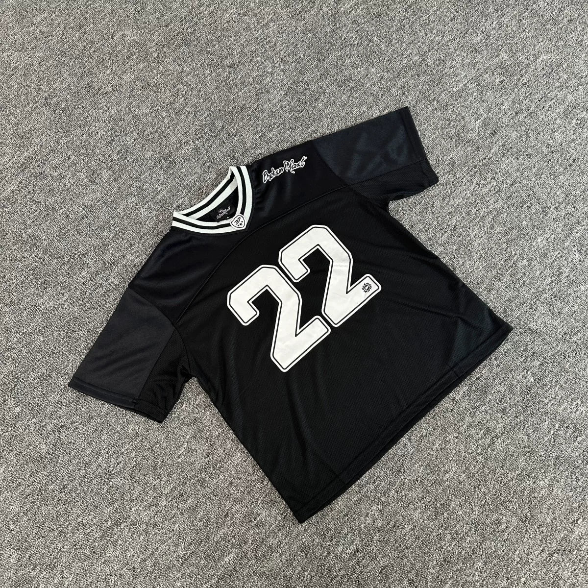 Broken Planet #22 Color Block Mesh Baseball Jersey - White Navy