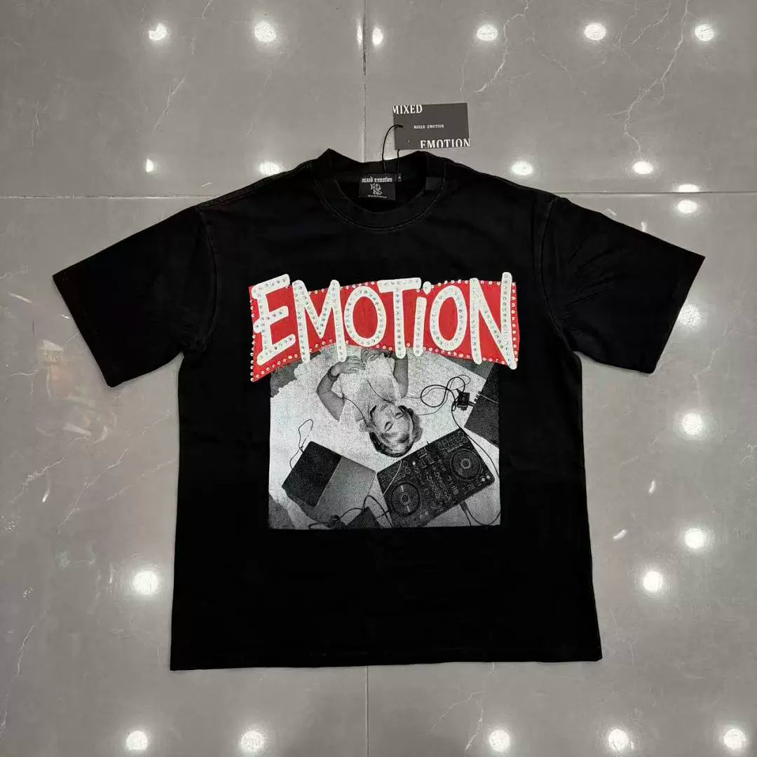 Mixed Emotion DJ Girl Graphic Short‑Sleeve T‑Shirt