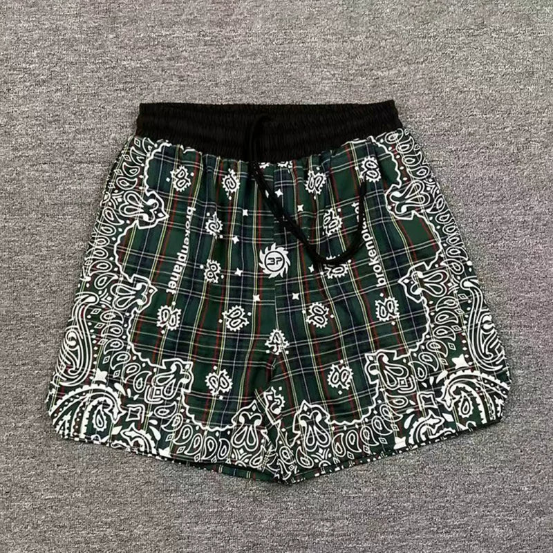 Broken Planet Plaid Bandana Print Nylon Shorts - 3 Colors Available