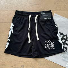 Mixed Emotion Gothic Logo Mesh Streetwear Shorts
