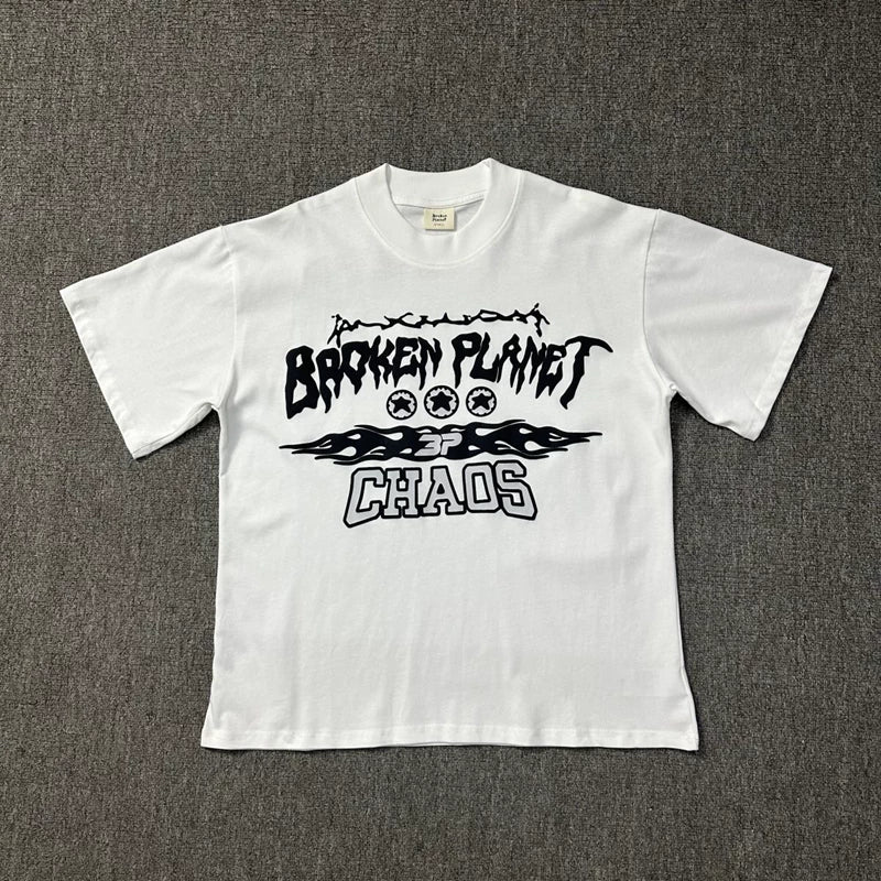 Broken Planet Chaos Graphic T-Shirt - White