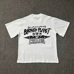 Broken Planet Chaos Graphic T-Shirt - White