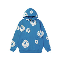 Denim Tears Cotton Wreath Graphic Hoodie - Royal Blue / Relaxed Streetwear Fit