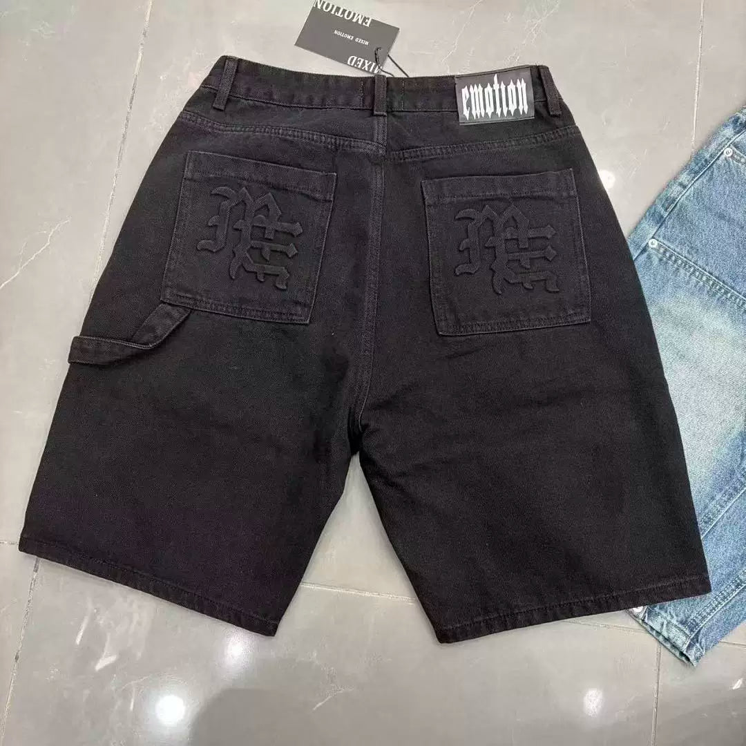 Mixed Emotion Black Denim Shorts – Gothic Emotion Label