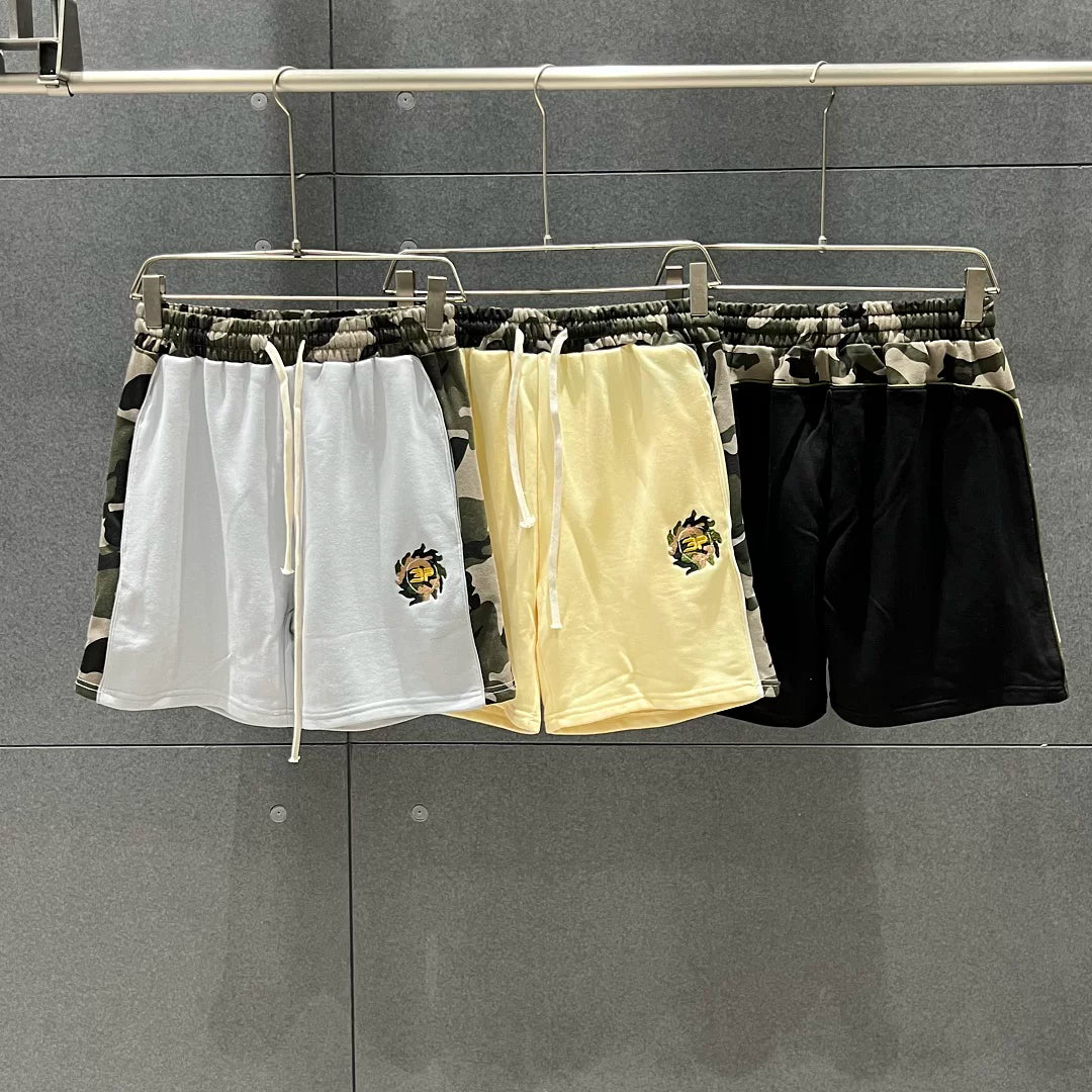 Broken Planet Camo Trim Embroidered Sweat Shorts‑3 Colors