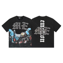 Mixed Emotion Black Tee – Gothic Rhinestone Cross Print