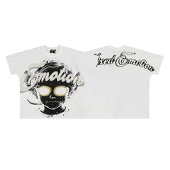 Mixed Emotion White Tee – Glowing Portrait Emotion Print