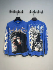Hellstar Records Crown of Thorns Graphic Long Sleeve Tee - Blue