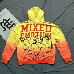 Mixed Emotion Gradient Cupid Graphic Zip‑Up Hoodie