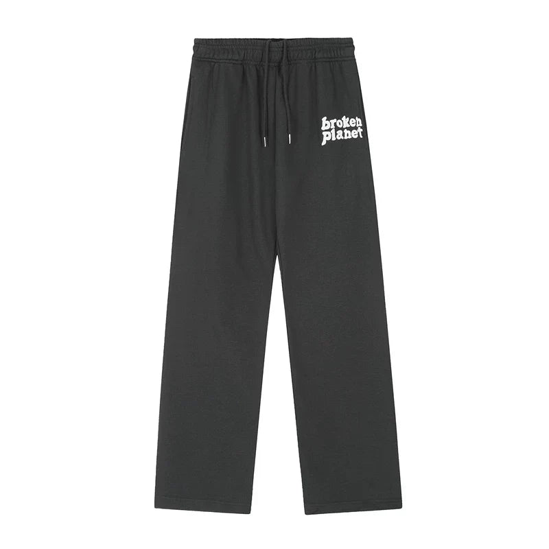 Broken Planet Logo Black Wide Leg Sweatpants