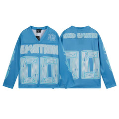 Mixed Emotion 00 Wood Grain Print Long‑Sleeve Hockey Jersey