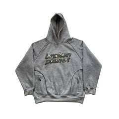 Broken Planet Camo Logo Raglan Hoodie - Heather Grey