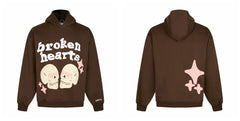 Broken Planet Broken Hearts Brown Oversized Graphic Hoodie