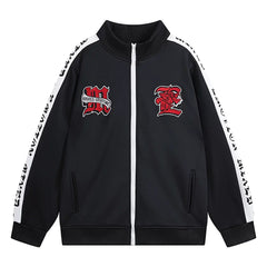 Mixed Emotion Cupid Angel Print Zip‑Up Track Jacket