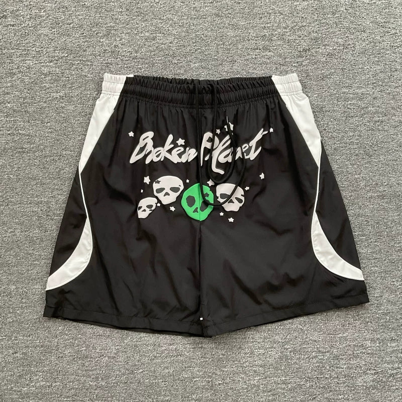 Broken Planet Alien Skull Graphic Color Block Nylon Shorts - 4 Colors Available