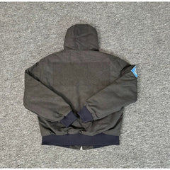 Broken Planet Patched Hooded Work Bomber Jacket - Dark Grey