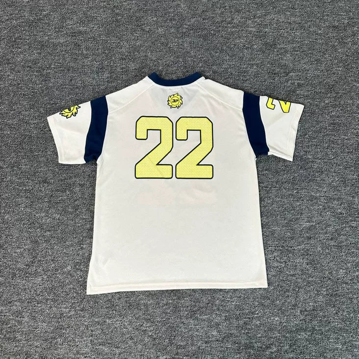 Broken Planet #22 Color Block Mesh Baseball Jersey - White Navy