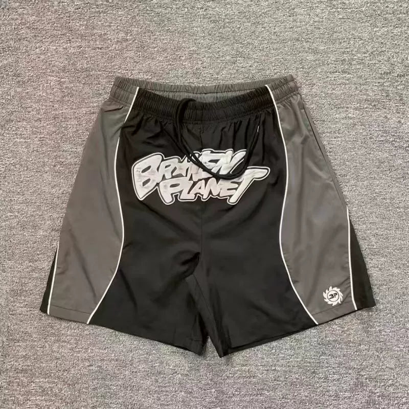 Broken Planet Graffiti Script Color Block Nylon Shorts - 4 Colors Available