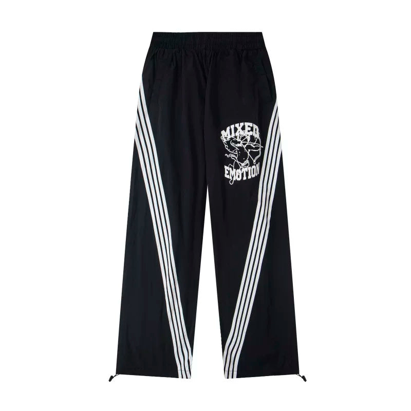 Mixed Emotion Side‑Stripe Logo Track Pants