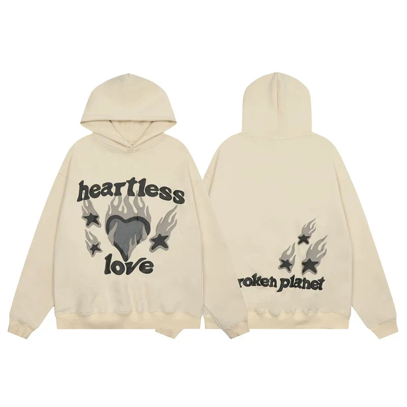 Broken Planet Heartless Love Cream Grey Oversized Hoodie